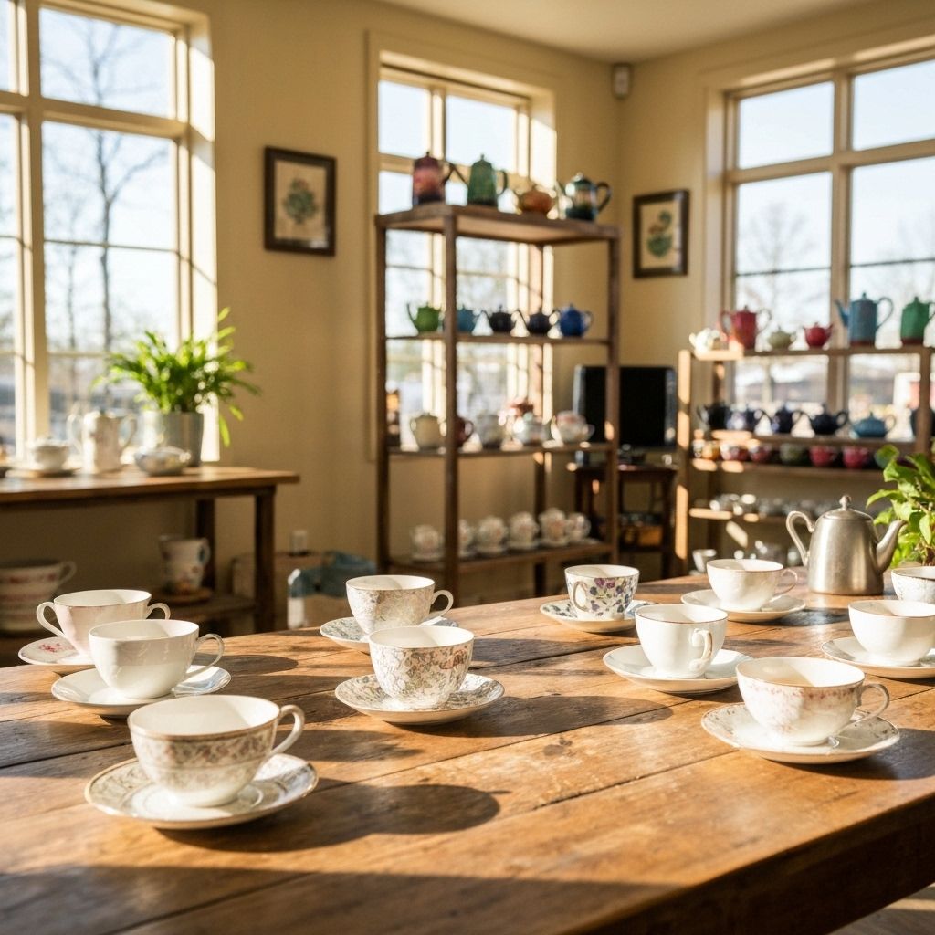 Tea tasting setup with a flight of teas